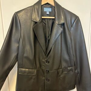 Tres You Black faux-Leather Blazer, size medium